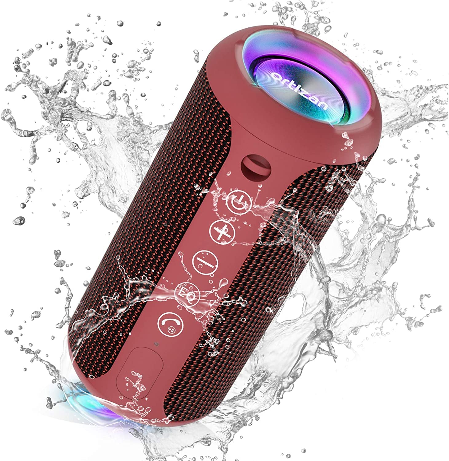 Ortizan Portable Bluetooth Speakers, IPX7 Waterproof Wireless Speaker with 24W Loud Stereo Sound, Outdoor Speaker with Bluetooth 5.3, Deep Bass, RGB Lights, Dual Pairing, 30H Playtime for Home, Party